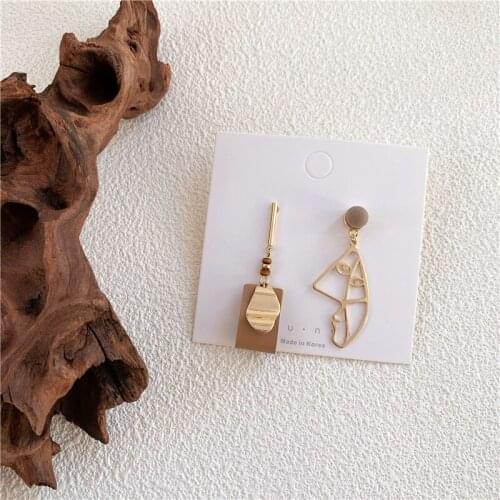 ZDMXJL 2021 New Fashion Womens Earrings Fine Dissymmetry Face Shape Earrings For Women Girl Party Gifts Jewelry Wholesale