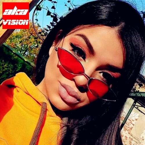 AKA VISION 2021 New Cateye Sunglasses Women Retro Cute Sexy Red Pink Cateye Sun Glasses Female Vintage Shades For Women uv400