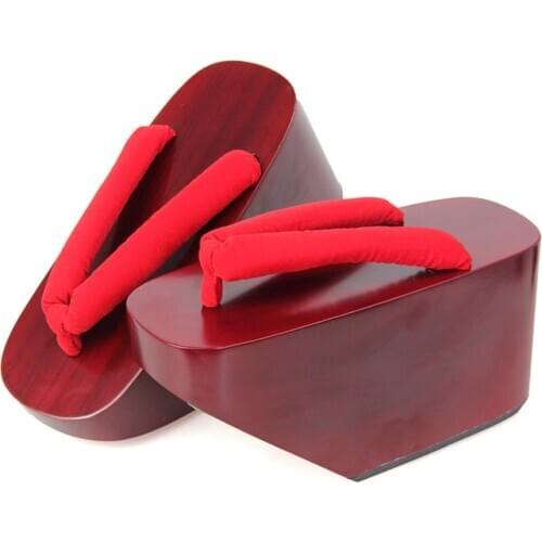 OLOMLB Wooden Japanese GETA Clog Bidentate Flops Flip Wood Sandal Shoes Cosplay Japan Geisha Wooden Floral Mixed Colors