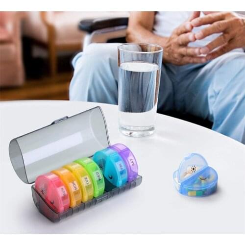 Weekly Pill Box Organizer Drug 2 Times a Day Tablet Medicine Storage Holder Splitter Large Pill Cases Container For Vitamin