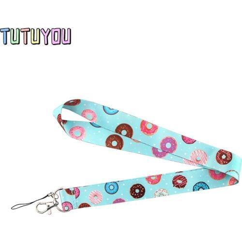 PC383 Donuts Lanyards Id Badge Holder Keychain ID Card Pass Gym Mobile Badge Holder Lanyard Key Holder