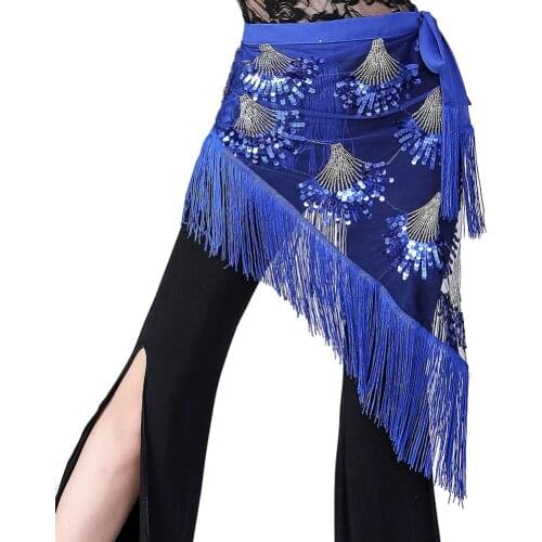 Belly Dance Costumes Clothes Mesh Base Long Fringes Sequins Belt Tassels Tribal Hip Scarf Wrap Belly Dance Accessory