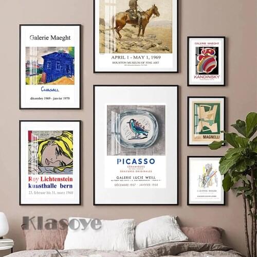 Magnelli French Exhibition Poster Picasso Roy Lichtenstein Canvas Painting Kandinsky Art Prints Mark Chigall Wall Stickers Decor