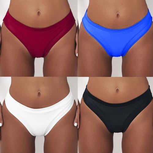 Sexy Women Swim Trunks Summer Swimming Briefs Bikini Swimwear Beach Bottoms Women Bottom Solid Color Beachwear Underwear Biquini