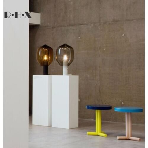 Northern Europe Glass Arts Desk Lamp Originality Industry Wind Bedside Lamp Personality Concise Post Modern Marble Desk Lamp