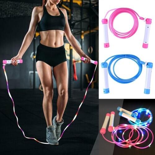 Home Gym Kids/Adults Flashing LED Jumping Cord USB Rechargeable Glowing Skipping Rope Workout Training Fitness Equipment