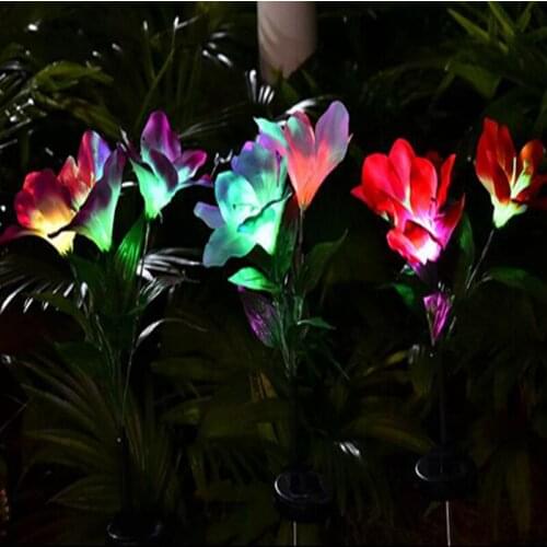 Solar Lights Gentleman Orchid Light LED Color Gradient Decorative Lawn Insert Garden Lantern Fiber Optic Light Glow In The Dark
