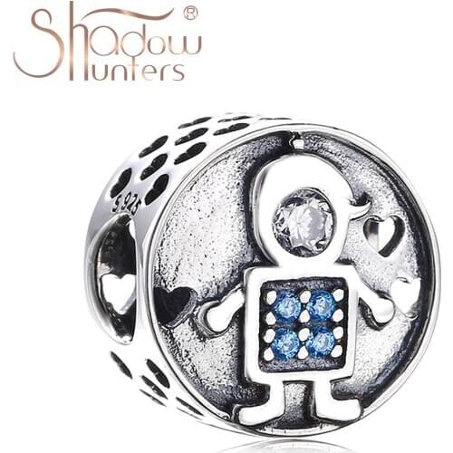 SHADOWHUNTERS Hot Real 100% 925 Sterling Silver Girl & Boy Charms With CZ DIY For Fine Jewelry Making Supplies For Friends' Gift