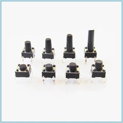 50PCS 6X6x4.3/6/7/8/9/10/12mm Tact Switch Tactile Push Button Switch Kit Sets DIP 4P Micro Switch High Quality