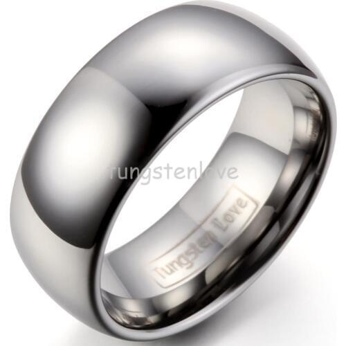 High Quality 8mm Silver Color Comfort Fit Classic Dome mens Tungsten rings Aniversary/engagement Wedding Band Christmas Gift