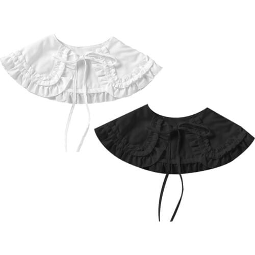 Japanese Women Girls Lolita Doll Double Layer Ruffles Fake Collar Shoulder Wrap