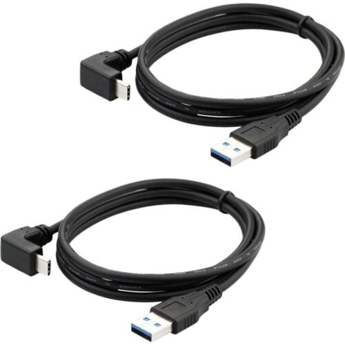 USBC Charging Cable 90 Degree Right Angle USB to Type-C 3.1 3A High Speed Charger Cable Suitable for Samsung/Huawei,2Pcs