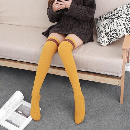 Women Sexy Thigh High Stockings Temptation Stretch Stocking Over Knee Socks Trendy 100% Cotton Collant Femme