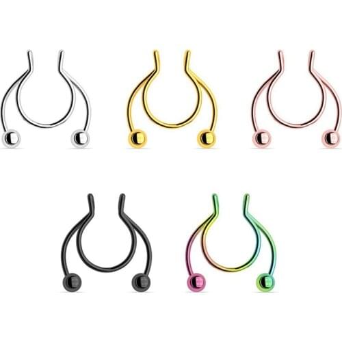 1-2pcs U Shaped Fake Nose Ring Hip Hoop Septum Rock Stainless Steel Magnet Nose Piercing Punk Body Jewelry Free shipping