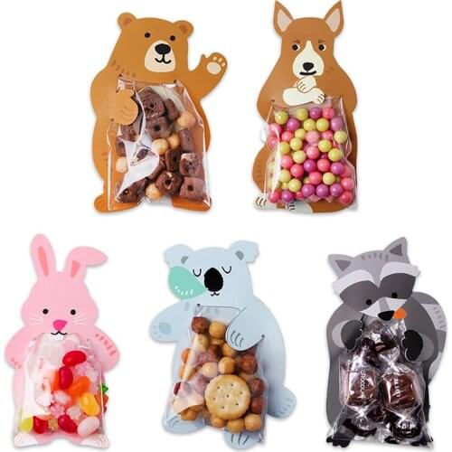 10pcs/batch Animal Bear Koala Rabbit Gift Bag Candy Bag Baby Shower Birthday Party Biscuit Bag Bear Candy Box Food Decoration