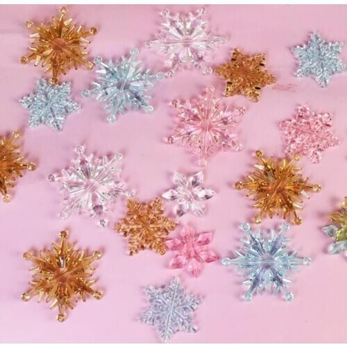 10pcs Christmas Snowflake Decoration Clear Pink Blue Crystal Acrylic Snowflake Ornaments Christmas Party Tree DIY Hanging Decor