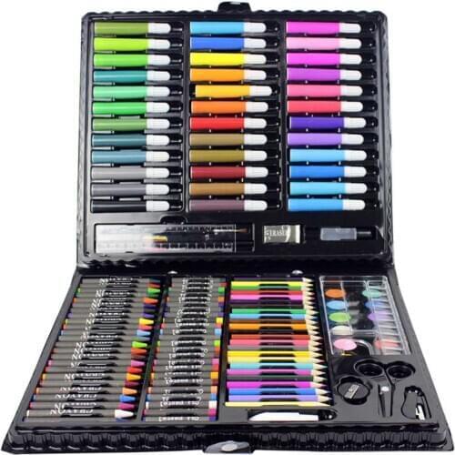 150 Pcs/Set Drawing Tool Kit with Box Painting Brush Art Marker Water Color Pen Crayon Kids Gift PI669