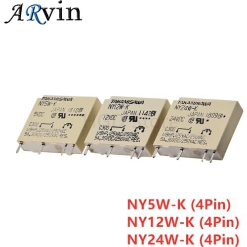 5PCS/Lot Power Relay NY5W-K NY12W-K NY24W-K 5VDC 12VDC 24VDC 5A 250VAC 4PIN a Group of Normally Open Brand New and Original