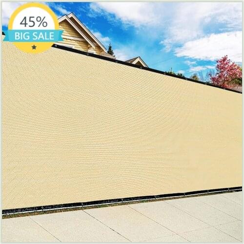 5' x 50' Beige Fence Privacy Screen Windscreen Cover Fabric Shade Tarp Netting Mesh Cloth - Commercial Grade 170 GSM