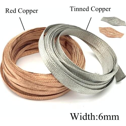 6mm Tinned Copper Braided Sleeving Metal Sheath Anti-Interference Shielding Audio Speaker Envelope Signal Shielded Cable