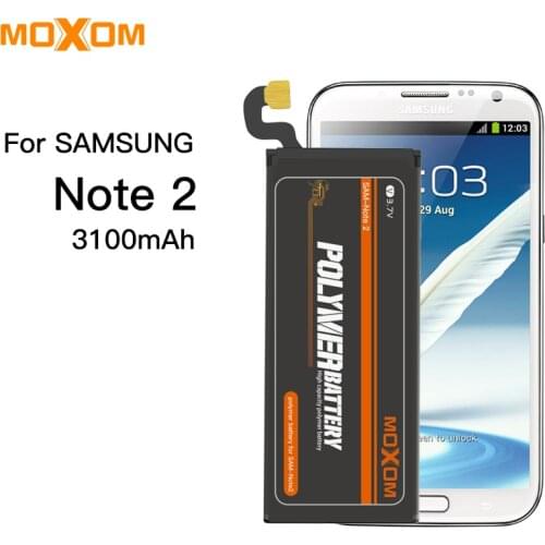 MOXOM Mobile Phone Battery For SAMSUNG Galaxy Note 2 N7100 N7108D NOTE2 N7102 N719 EB595675LU 3100mAh Lithium Polymer Battery