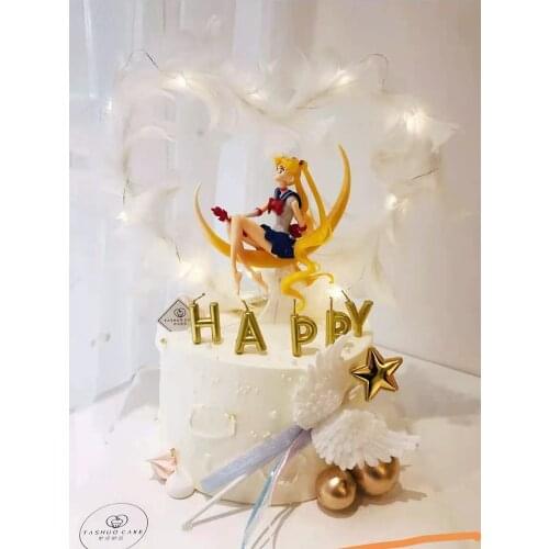 Anime Cute Girl Sailor PVC Action Figure Wing Sailor Cake Topper for Cake Decoration Supplie Cake Decoration Model Toy Doll