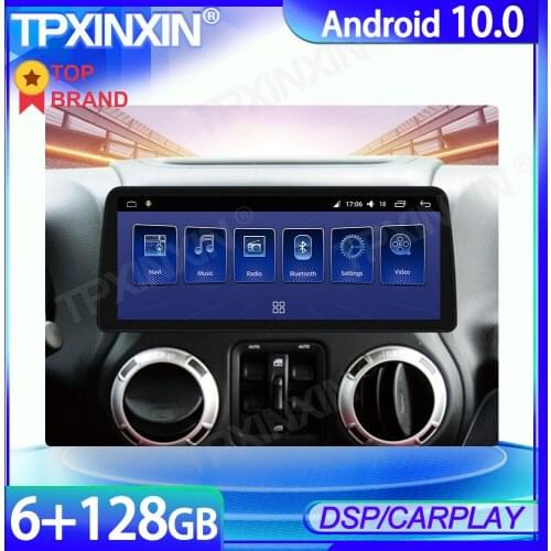 6+128GB 12.3inch Android 10 Radio For Jeep Wrangler 2011-2017 Car Multimedia Player GPS Navigation Stereo Tape Recorder DSP