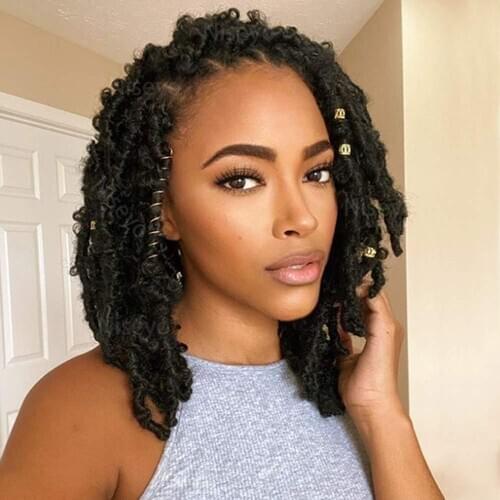 Butterfly Locs Crochet Hair 12 inch Short Distressed Bob Faux Locs Crochet Hair