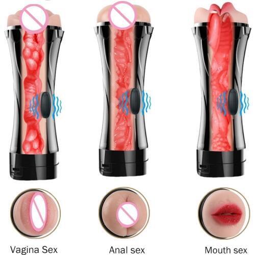 Male Masturbation Cup Mouth Vaginal Anal Sex Silicone Masturbator Vagina Real Pocket Pussy Adult Product Sex Toys for Men