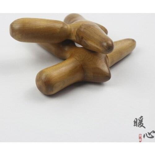 Free Shipping T Wood Foot Massage Roller Wooden Cross The Leg Foot Massager Stick Acupuncture point sticker