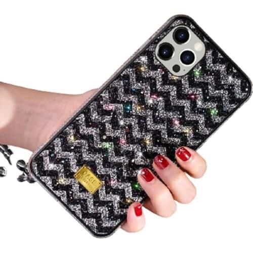 Diamond Mobile Phone for IPhone11/12Promax 6/7/8/plus Two In One Wavy Leather Case for IPhone XSmax XS XR X Cover