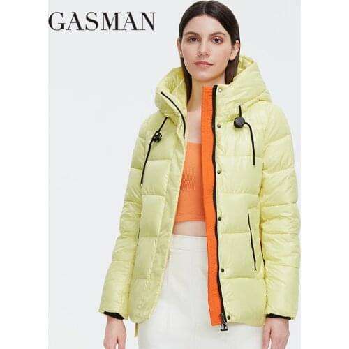 GASMAN 2021 Hot sale womens winter down jackets Short Fashion Casual Personality Tie Women coat Waterproof Hooded parka 2191
