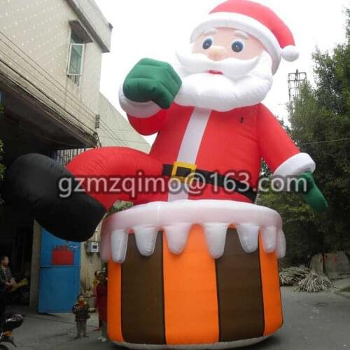 Giant inflatable santa claus with bag christmas inflatable character balloon for decoration