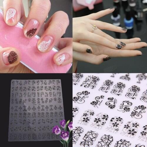 Hot sale Nails Nail art Sticker 3D DIY Flower Design Nail Art Stickers Flower Manicure Tips Decals 108pcs black