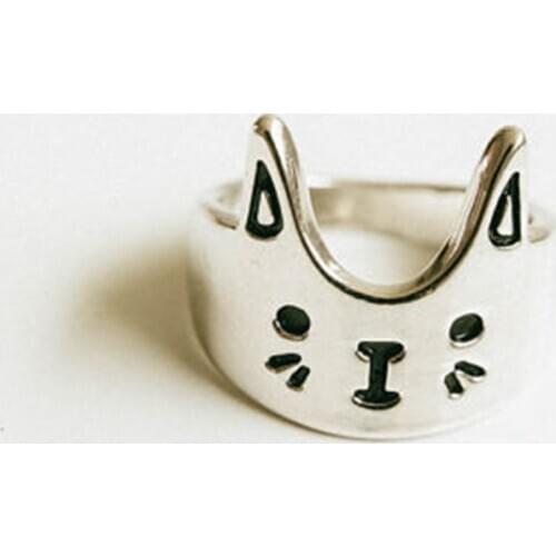 Cartoon Animal Cat Rings for Women Fashion Jewelry Black Cat Ear Ring School Girl Gifts Party Women Accessories