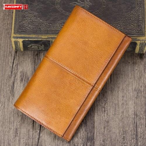 Vintage Leather Womens Wallets, Women First Layer Cowhide Retro Wallet, Card Holder Wallets, female Long Zipper Purse 2021 New