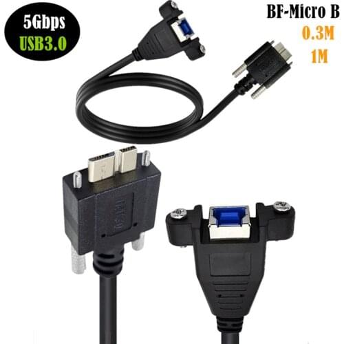 USB 3.0 Back Panel Mount B Type Female To Micro USB 3.0 Male With Screws Extension Cable 0.4m
