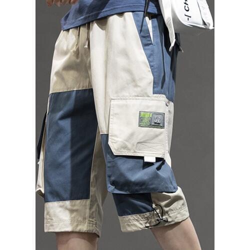 Mens Breathable Wild Sports Shorts Mens Shorts Summer Casual Fashion Stitching Trend Multicolor Seven-Point Shorts Men MKD044