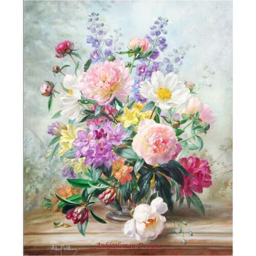 Needlework for embroidery DIY DMC High Quality - Counted Cross Stitch Kits 14 ct Oil painting Floral - Still life of Flowers 4