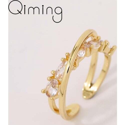2021 New Twisted Cross Bohemia Rings For Women Elegant CZ Zircon Crystal Adjustable Wedding Jewelry Finger Ring Bague