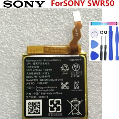 Original SONY Battery For SONY SmartWatch 3 SW3 SWR50 3SAS 420mAh GB-S10-353235-0100