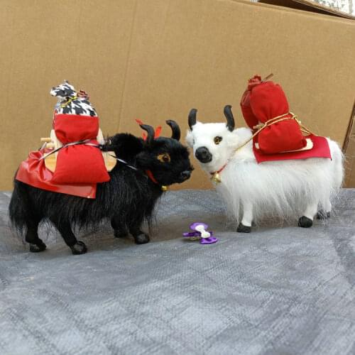 A pair of simulation yak models polyethylene&furs real life black&white yak dolls gift about 23x19cm xf2871