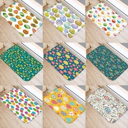 Easter Doormats Bunny Eggs Flower Cute Rabbit Easter Decor Floor Mat Entrance Door Mats Non Slip Home Easter Day Decor