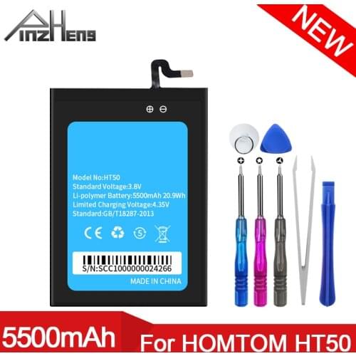 PINZHENG 100% New Mobile Phone Battery For HOMTOM HT50 Battery Large Capacity Full 5500mAh Replacement Batteries For HOMTOM HT50