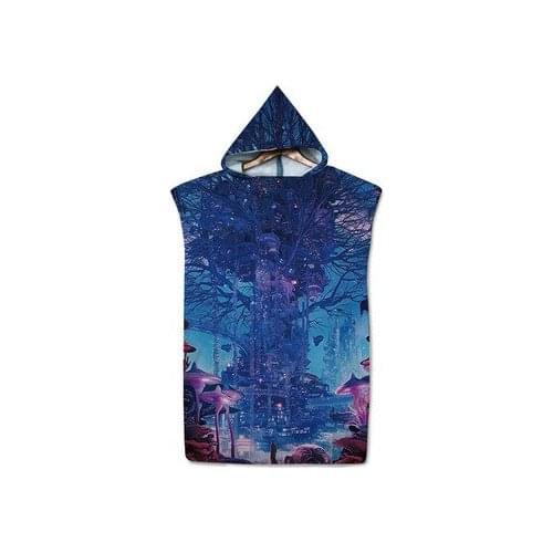 Adult&Child Microfiber Beach Poncho Towel Fashion Printed Hooded Swimming Surf Changing Robe Quick Drying Bathrobe Cloak Towel