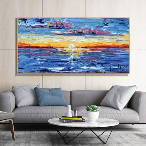 Hand-Painted Seaside Handmade Oil Painting On Canvas Home Decoration Abstract Canvas Wall Art For Room No Framed Large Size
