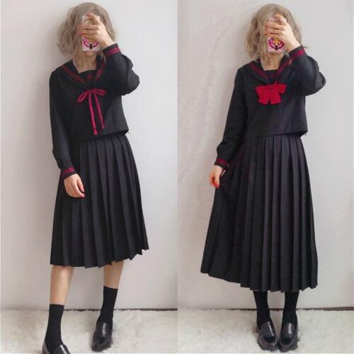 Harujuku Jk Sets School Uniform Girls Sakura Embroideried High School Women Novelty Sailor Suits Yankee Girl Uniform
