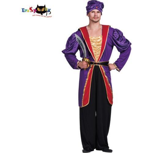 Medieval Men Maharaja Sultan Costume Knight King Empire Halloween Costume Adult Carnival Outfits Fancy Dress Hat