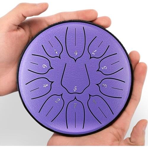 HLURU lotus tongue drum 11 notes 6 inch kid drum D tonecolor Handpan casual beginner level steel tongue drum musical instruments
