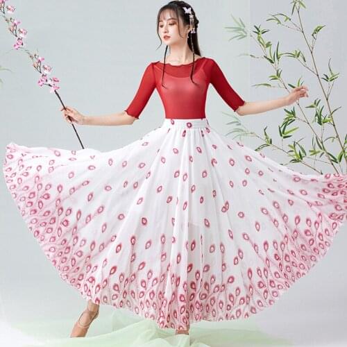 Modern Dance Costumes For Women Adult New Chinese Classical Dance Gauze Dress Female Big Swing Waltz Dance Stage Skirt DQL5707